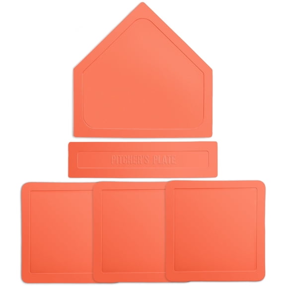 Cannon Sports Throwdown Base Set - 5pc Durable Rubber Home Plate, Pitcher's Mound & 3 Bases – Indoor Outdoor Base Set Perfect for Baseball, Softball, Kickball, Backyard Practice (Orange)