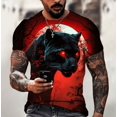 thumbnail image 1 of T-shirt Imprimé Animal Intéressant pour Hommes Col Rond Manches Courtes Style Hip-hop Décontracté Vêtements de Rue Harajuku Été, 1 of 5
