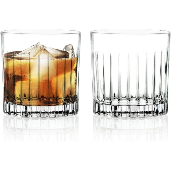 Barski Whiskey Glasses - Double Old Fashioned Rocks Glass - Set of 2 Lowball Tumbler - DOF Crystal Glass Tumblers - For Scotch - Bourbon - Water - Beverage - Drinking Glasses - 12 oz, Made in Europe