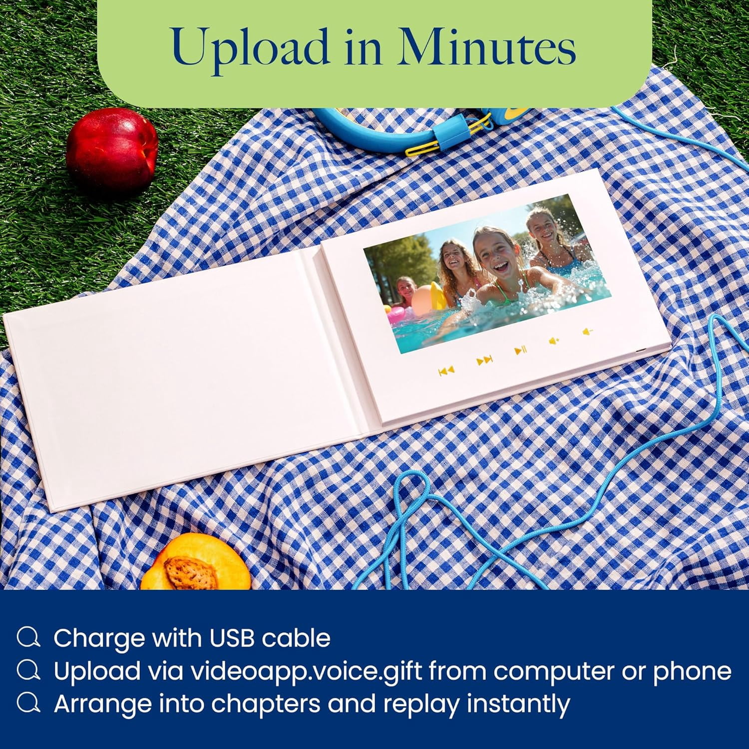 Programmable HD Video Book - Greeting Card Included Audio and Video Recorder for Wedding, Engagement, Christmas, Anniversary, Birthday with 8GB Memory