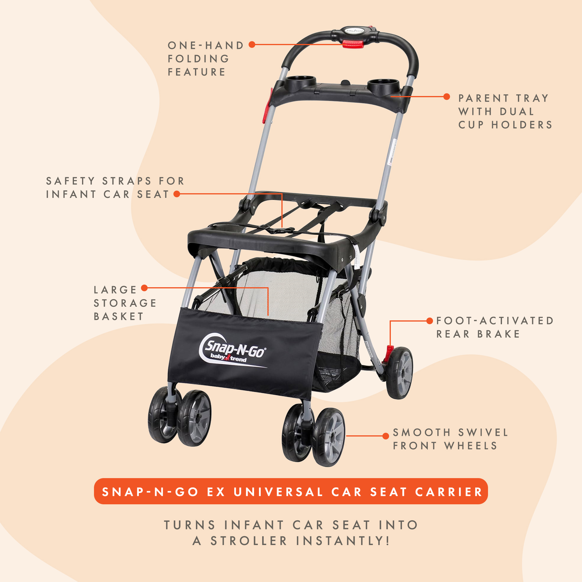Baby Trend Snap-N-Go Universal Car Seat Carrier Stroller photo 4