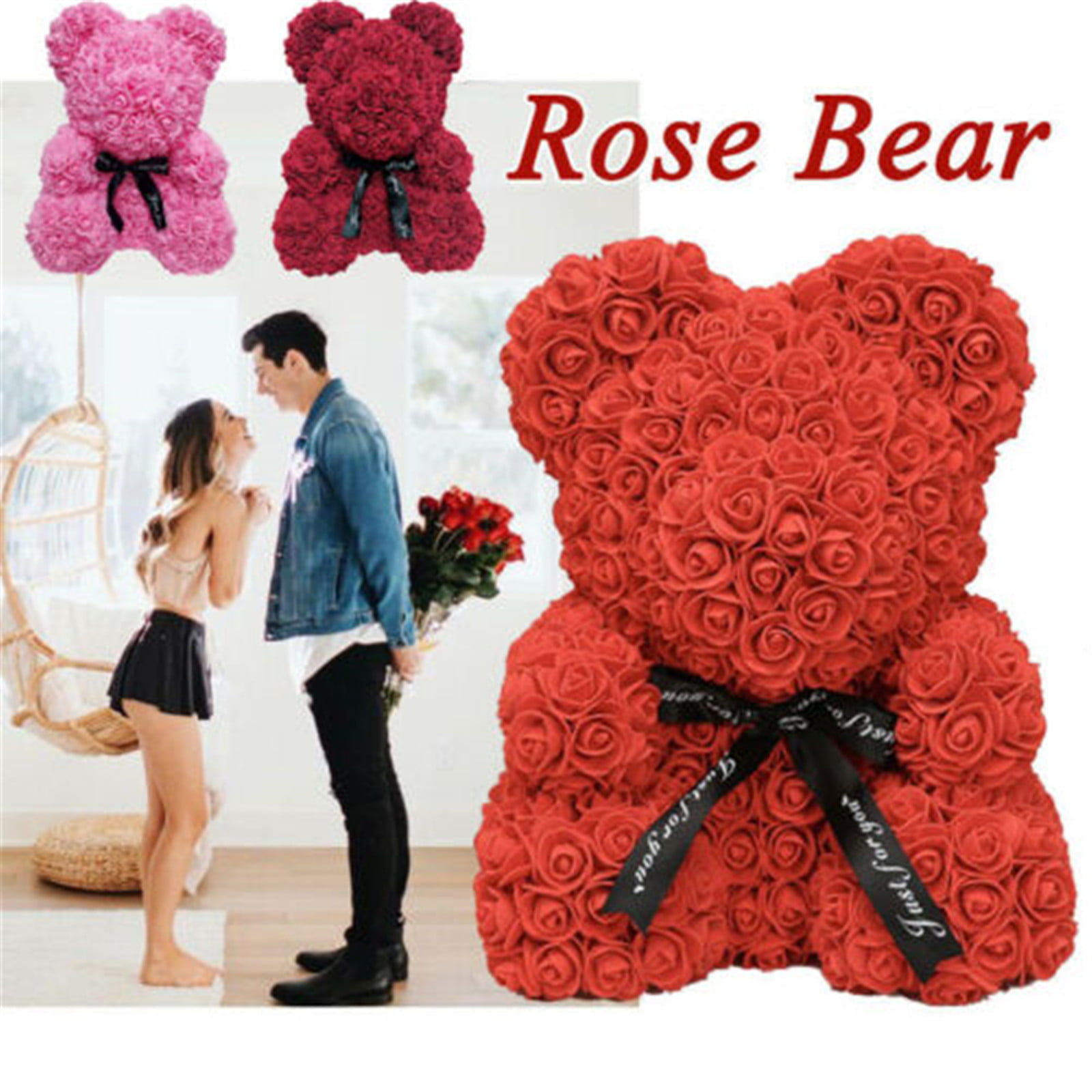 25/40cm Rose Bear Foam Flower Lovely Teddy Valentine Birthday Wedding Xmas Gift 