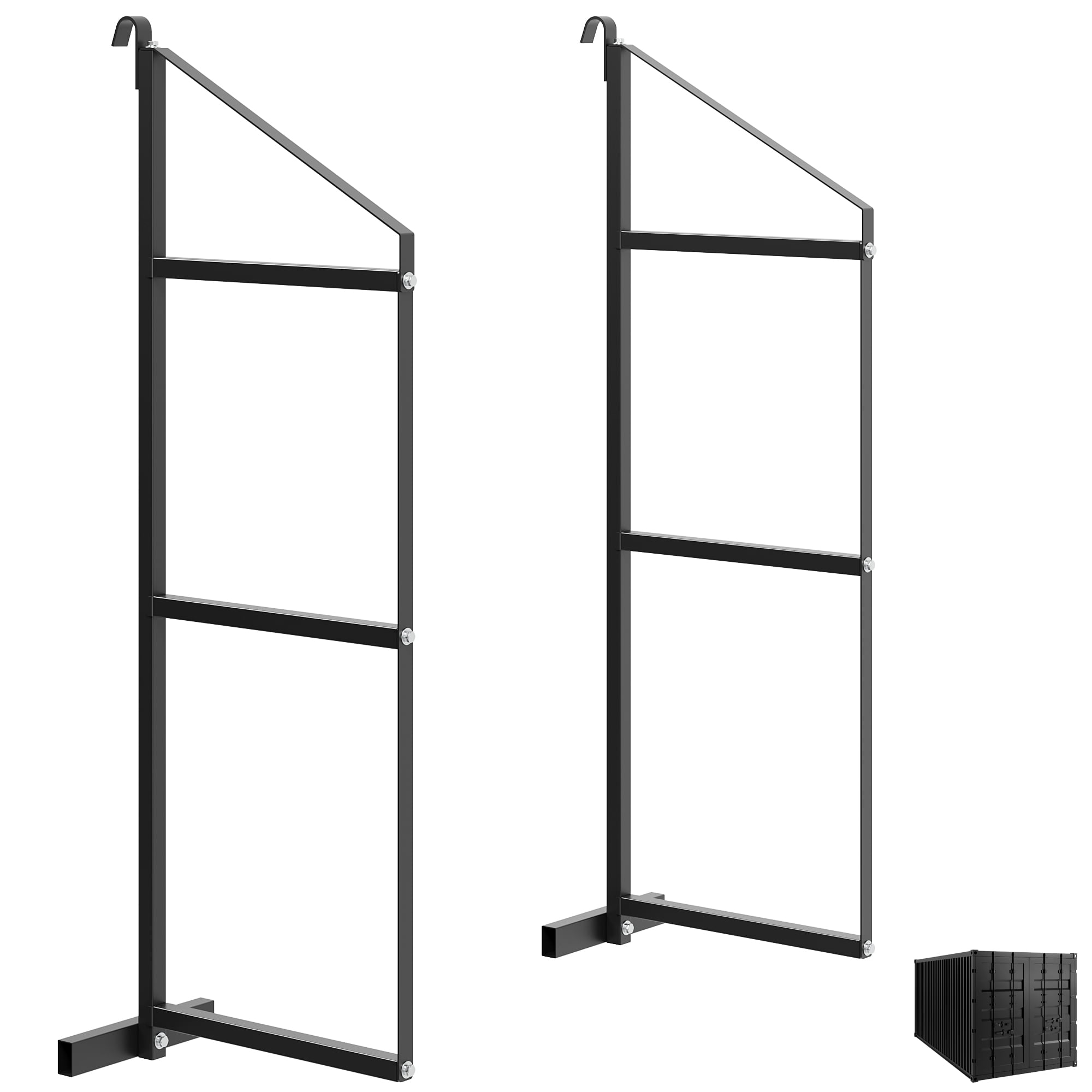 2/4 Pack Shipping Container Shelving Brackets 3-Tier,1100LBS, Hang & Hook Type, Cargo Containers Storage Shelves, Easy to Install Removable, Heavy-Duty