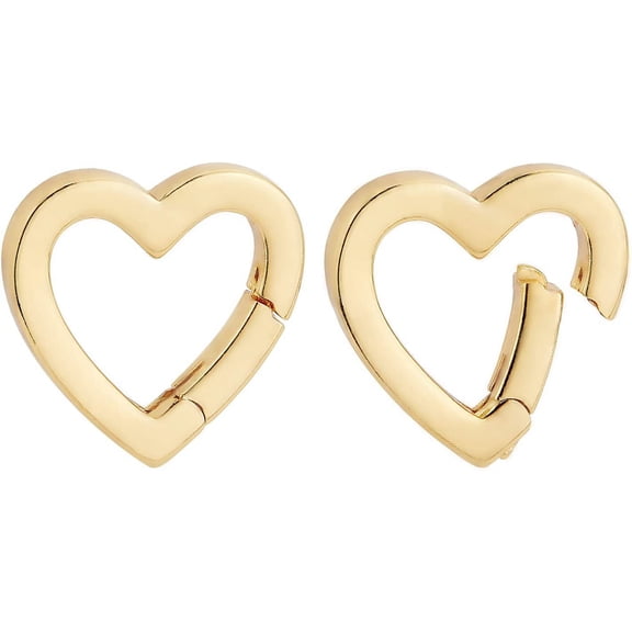 10pcs Brass Spring Rings 18K golden Plated Heart Carabiner Clip Snap Key Ring Buckle Fastener Rings Buckles DIY Accessory