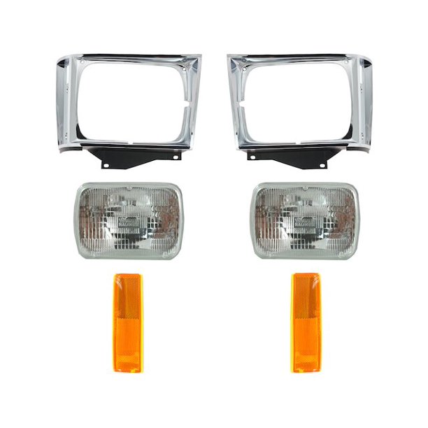 Headlight and Side Marker Kit 6 Piece Compatible with 1982 1990 Chevy S10 1983 1984 1985