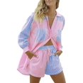 thumbnail image 5 of Summer Beach Sportswear Shorts Set Striped Shirt Tops Shorts Set Two-Piece Set, 5 of 7