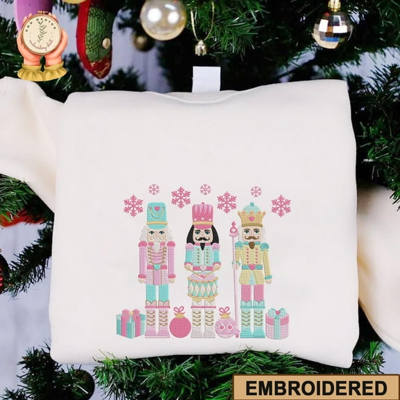 Embroidered Cute Nutcracker Christmas Sweatshirt, Nutcracker Tshirt, Cute Holiday Gift, Womens Christmas Hoodie, Christmas Gift