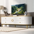 thumbnail image 2 of TUANLUO Curved TV Console, TV Stand with 4 Drawers and 1 Cabinet, Entertainment Center for TVs up to 80", Modern TV Cabinet Furniture, Television Stand with Metal Legs for Living Room Bedroom, White, 2 of 10