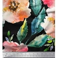 thumbnail image 1 of Soimoi Cotton Duck Fabric Flower & Leaves Watercolor Print Fabric by the Yard 42 Inch Wide, 1 of 1