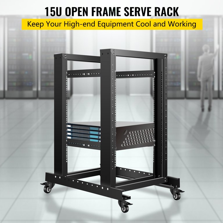 VEVOR Rack de Serveur à Cadre Ouvert 15U 19'' 48,3 cm Rack Ouvert pour  Serveurs