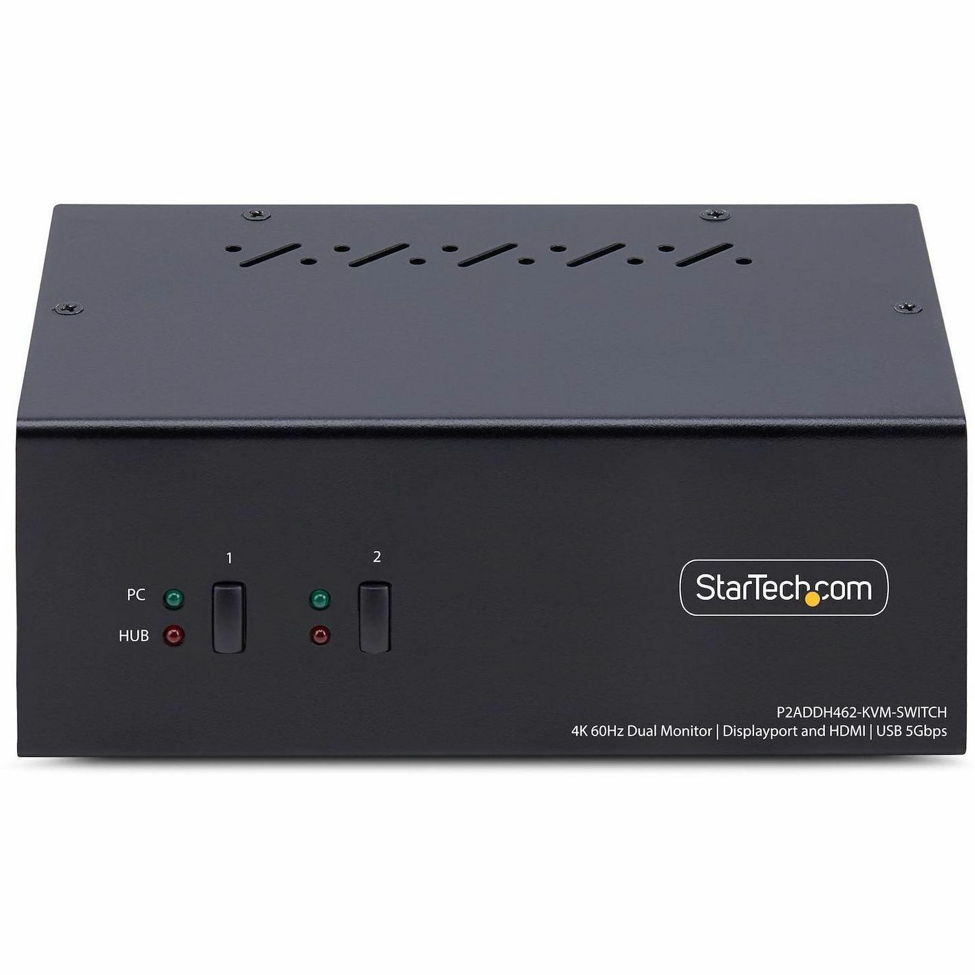 StarTech.com 2-Port Dual-Monitor DisplayPort and HDMI KVM Switch, 4K 60Hz, 2-Port USB 5Gbps Hub, 2x USB HID Ports, Hotkeys, TAA Compliant