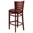 thumbnail image 4 of Flash Furniture 2 Pk. Darby Series Slat Back Mahogany Wood Restaurant Barstool - Burgundy Vinyl Seat, 4 of 7