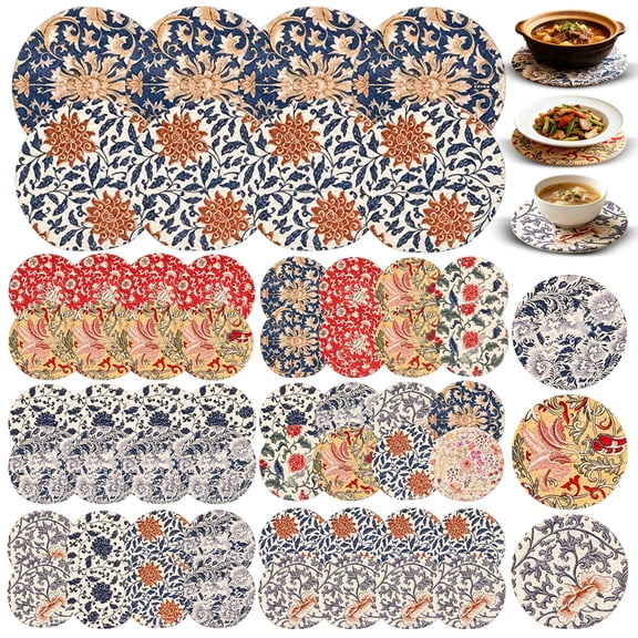 Kitchen Table Mat, Counter Protectors for Kitchen, Navy Blue Kitchen Decor, Blue Decorations, Thick Woven Printed 4.5 Inch Diameter Random Single Piece Colorful Heat Insulation-1pc