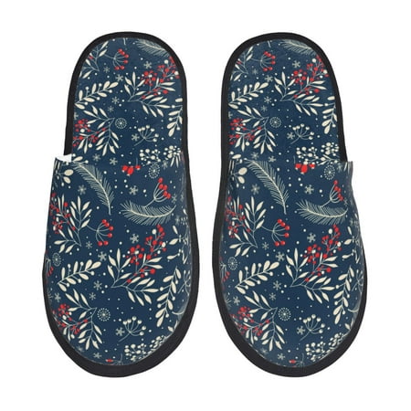 

Slippers for Women Merry Christmas Winter Leaves Womens Slippers Fuzzy Winter House Shoes Soft Anti-Skid Slippers Indoor and Outdoor