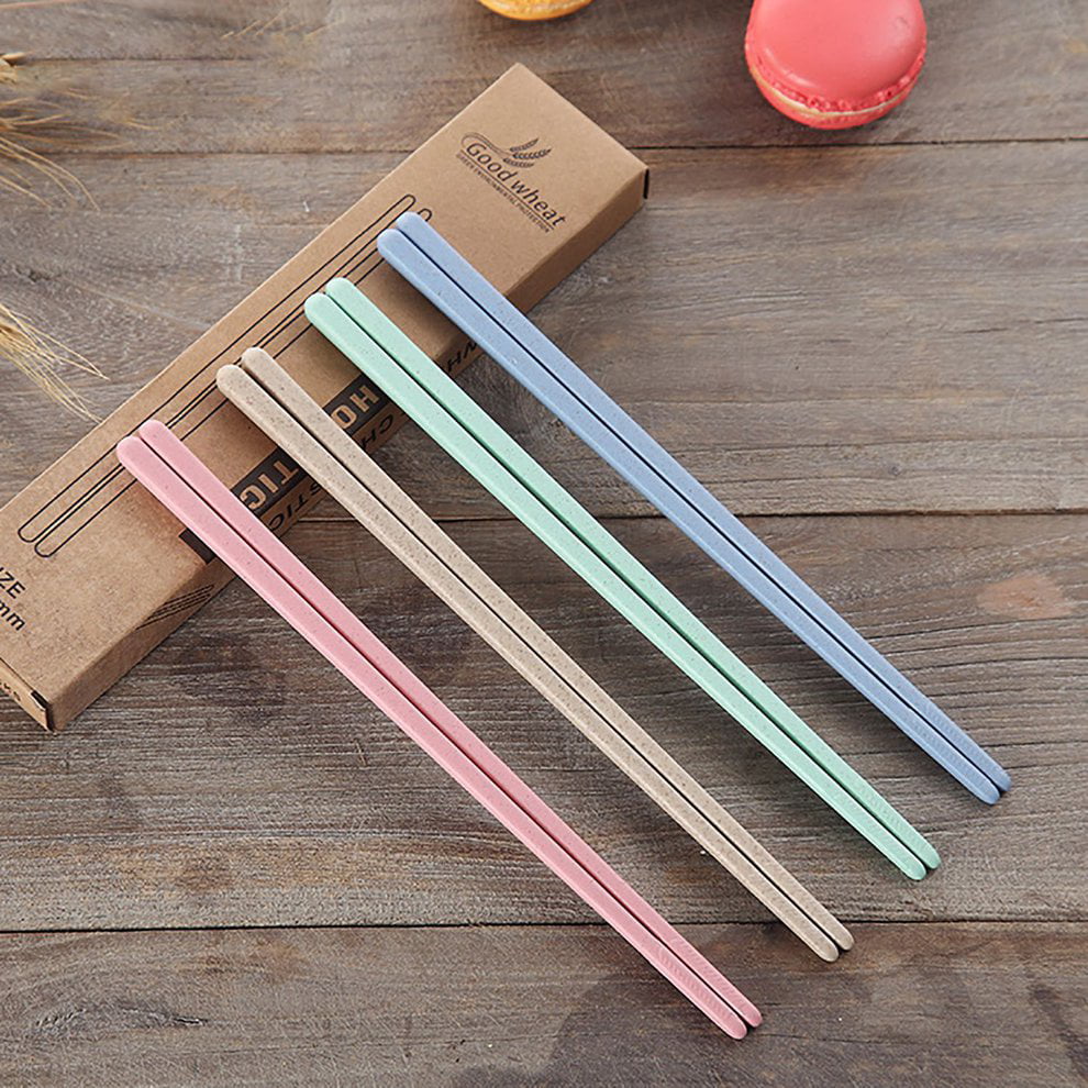 Portable Travel Box Food Sticks Wheat Straw Stainless Steel Chinese Chopsticks 