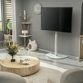 thumbnail image 3 of TAVR Furniture TV Floor Stand Mid-Century Modern Corner Mount Swivel, Height Adjustable, for 32-65 inch TVs, Semi-Circular Glass Base, White, 3 of 11