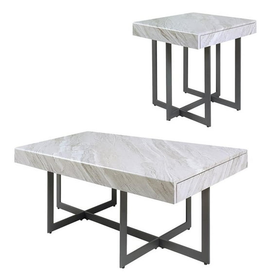 Furniture of America Vasket Contemporary Metal 2-Piece Coffee Table Set in Gray