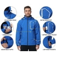 thumbnail image 5 of Men's Jacket Lightweight Waterproof Hooded Rain Jacket Outdoor Raincoat Shell Jacket for Hiking Travel, 5 of 13