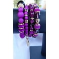 thumbnail image 2 of Heart Charm Crystal Bracelet Set- Purple, Adjustable Beaded Fashion Jewelry, 2 of 4