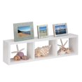 thumbnail image 4 of Étagère de rangement murale blanche à trois cubes en bambou, 4 of 7