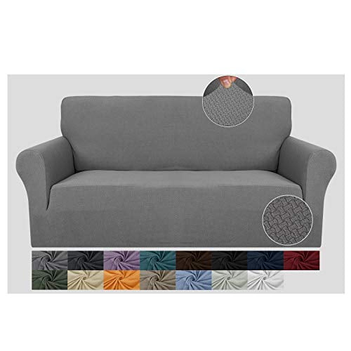 Jiviner Super Stretch 1 Piece Sofa Covers For 3 Cushion Couch Newest Jacquard Non Slip Sofa Slipcovers Thick Couch Covers For Pets Furniture Protector With Elastic Bands Sofa Light Gray Walmart Com