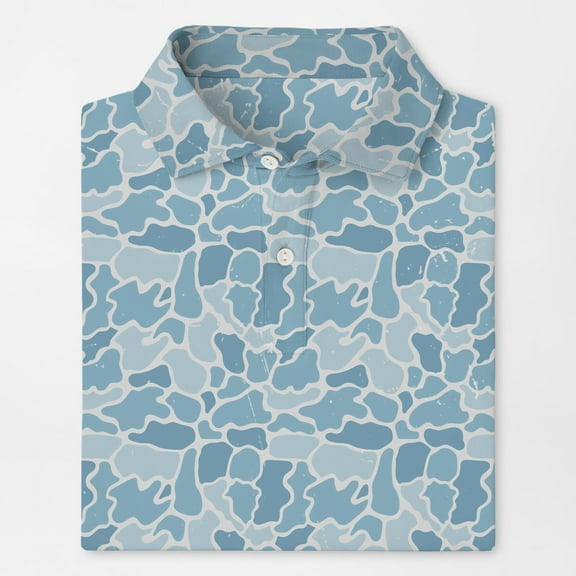 Saltwater Camo Polo Shirt for Men Short Sleeve Outdoors Fishing Hunting