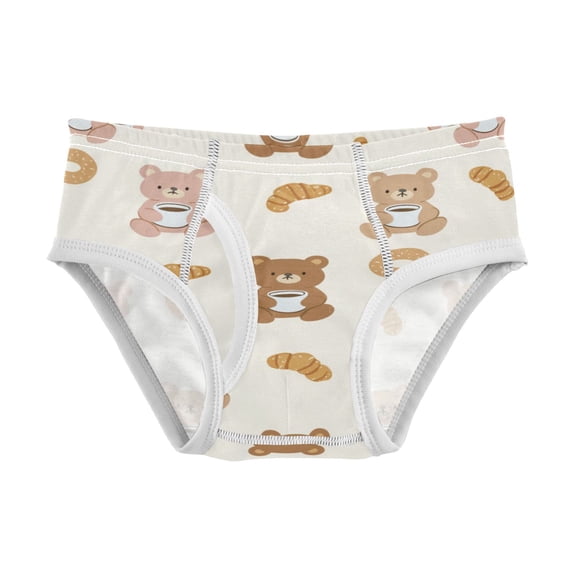 Cotton Triangle Briefs 2T-8Y, Comfortable Breathable Safety Standard Toddler & Little Kids Underwear Cute Teddy Bear Pattern