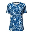 thumbnail image 4 of ICHUANYI Clearance Women Summer Casual Short Sleeve T-Shirt Button Round Neck Pullover Blouse Tops(Blue, XL) ICHUANYI WER2023081003611, 4 of 4