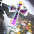 thumbnail image 4 of Hand-Carved Crystal Cross Desk Decor - 6 Inch Spiritual Gift for Christians, Clear K9 Crystal Religious Figurine with 360° Faceted Design, Home Altar & Office Inspirational Ornament (Multi-Colored), 4 of 8