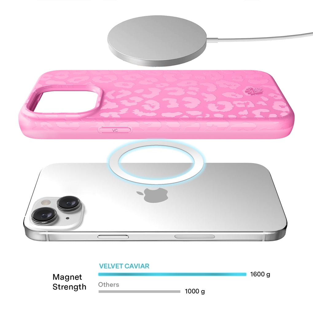 Velvet Caviar iPhone 15 Plus Case MagSafe Compatible - Cute Protective Phone Cases for Women - Hot Pink Leopard