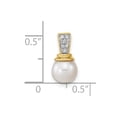 thumbnail image 5 of Auriga Fine Jewelry 14K Yellow Gold Diamond & FWC Pearl Polished Pendant for Women (L-13.85mm, W-6.48mm), 5 of 6