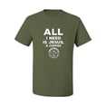 thumbnail image 2 of Wild Bobby, All I Need is Jesus & Coffee Inspirational/Christian Men Graphic Tee, Military Green, Large, 2 of 6