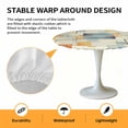 thumbnail image 6 of Abstract Geometric Vintage Elastic Fitted Round Table Cover Blue Orange Squared Lines Waterproof Outdoor Tablecloth for Holiday Party, Picnic, Patio & Dining Fits Tables Up to 36"-44", 6 of 8