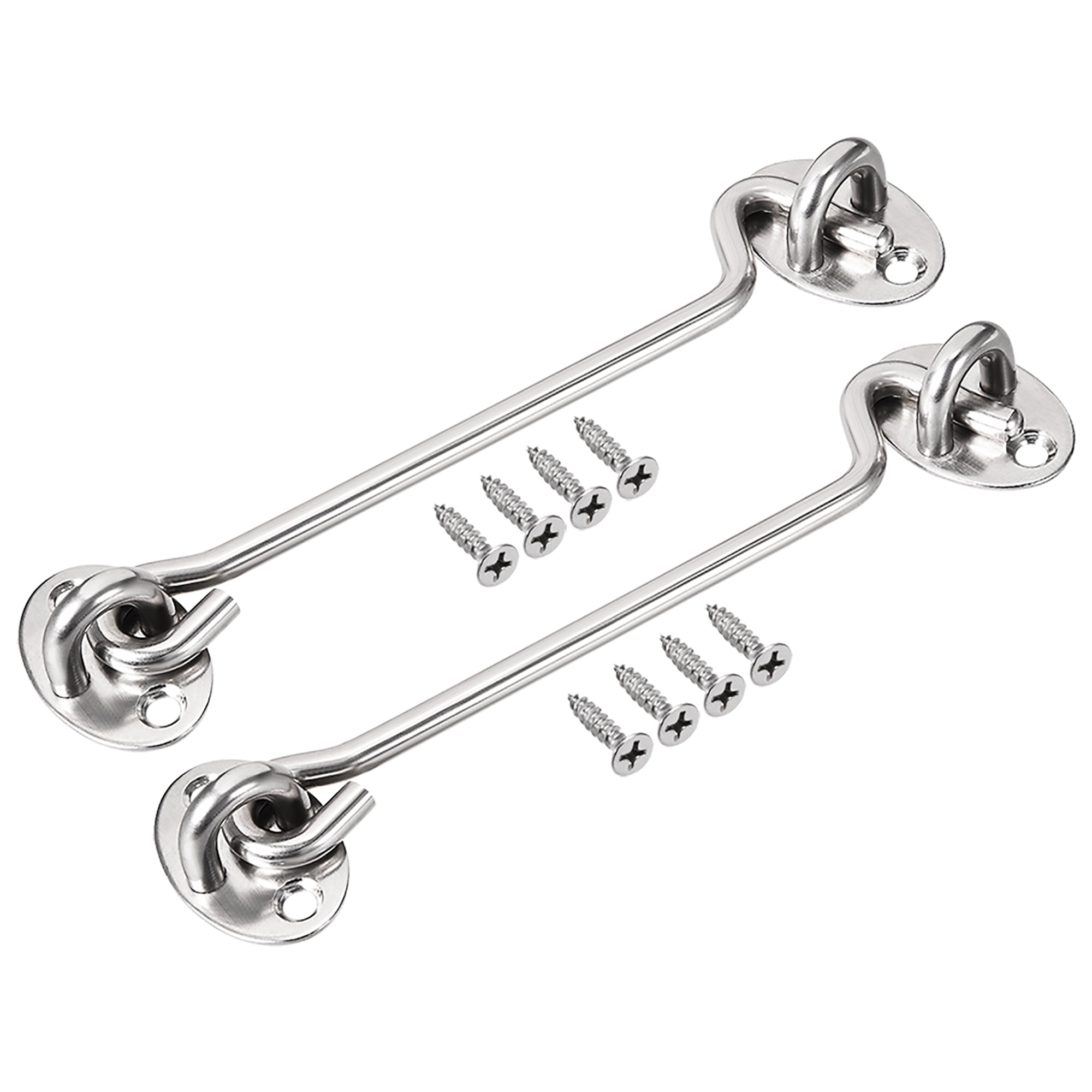 6" Cabin Hook Eye Latch Gate Door Swivel Window Hook Stainless Steel with Mounting Screws 2Pcs