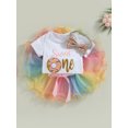 thumbnail image 3 of 1st Birthday Baby Girl Clothes Sets Newborn Infant One Donuts Ice Cream Romper Tulle Skrits Headband Outfits, 3 of 8