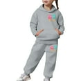thumbnail image 3 of 67 Six Seven Letter Outfits Set For Kids Outfits Set Casual Girls Fashion Hoodie And Jogger Cute Printed Pullover Tracksuit For Kids And Daily Wear Grey 130(6-7 Years), 3 of 9