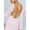 thumbnail image 2 of Faithtur Femmes Automne Mini-Robe Manches Longues Dos Ouvert Contraste/couleur Unie Robe en Tricot Robe Pull Décontractée Robe, 2 of 4