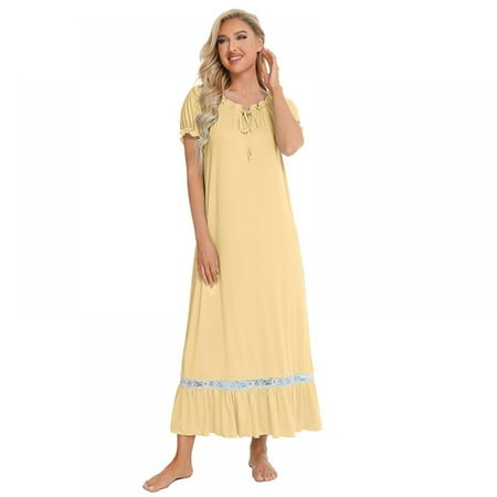 

Comfy Sleep Shirt Loose Pajama Nightshirt Short Sleeve Lace Vintage Sleepdress Women s Victorian Nightgown
