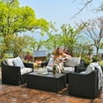 thumbnail image 2 of HAPPATIO 4-Piece Wicker Patio Conversation Set with Gray Cushions, 2 of 2