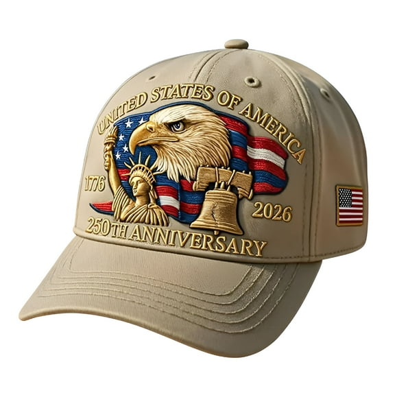 TELOLY United States 250Th Anniversary Cap,Embroidery Retro Washed Patriotic Baseball Cap,Celebrate 250 Years of American Freedom,Adjustable Bald Eagle,Liberty Bell,Statue of Liberty Hat,For Men