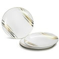 thumbnail image 2 of " OCCASIONS " 240 Pieces Pack,(120 Guests) Premium Wedding Party Disposable Plastic Plates Set -120 x 10.25'' Dinner + 120 x 7.5'' Salad / Dessert (Dali, White & Gold), 2 of 5