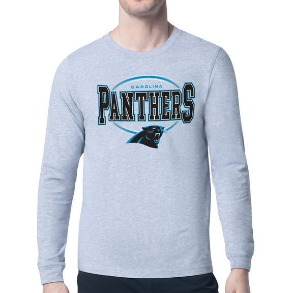 Men's Starter Heather Gray Carolina Panthers Team Track Graphic Long Sleeve T-Shirt