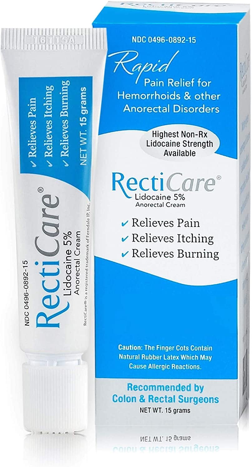 RectiCare Anorectal Lidocaine 5 Cream Treatment for Hemorrhoids