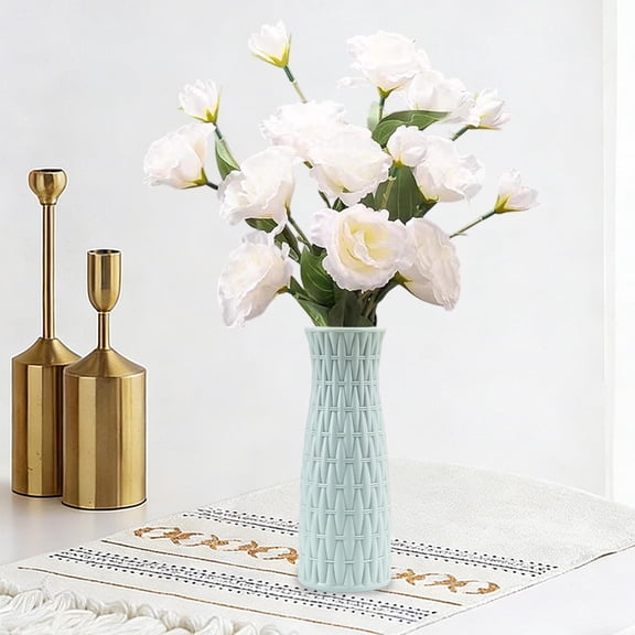 Qocolcyl Faux Ceramic Vase Round Plastic Flower Vases for Bouquets,Vintage Decorative Vase for Home Centerpieces Decor,Modern Table Floral Arrangement Vase for Living Room Bedroom Wedding Shelf Decor