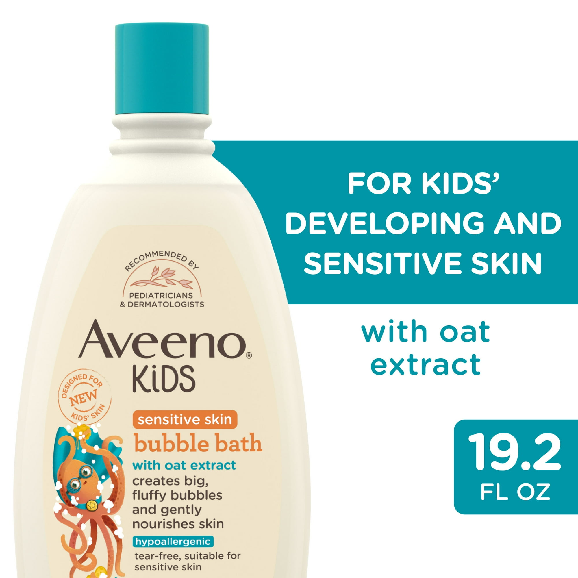 Aveeno Kids Bubble Bath for Sensitive Skin, Oat Extract, 19.2 fl. oz