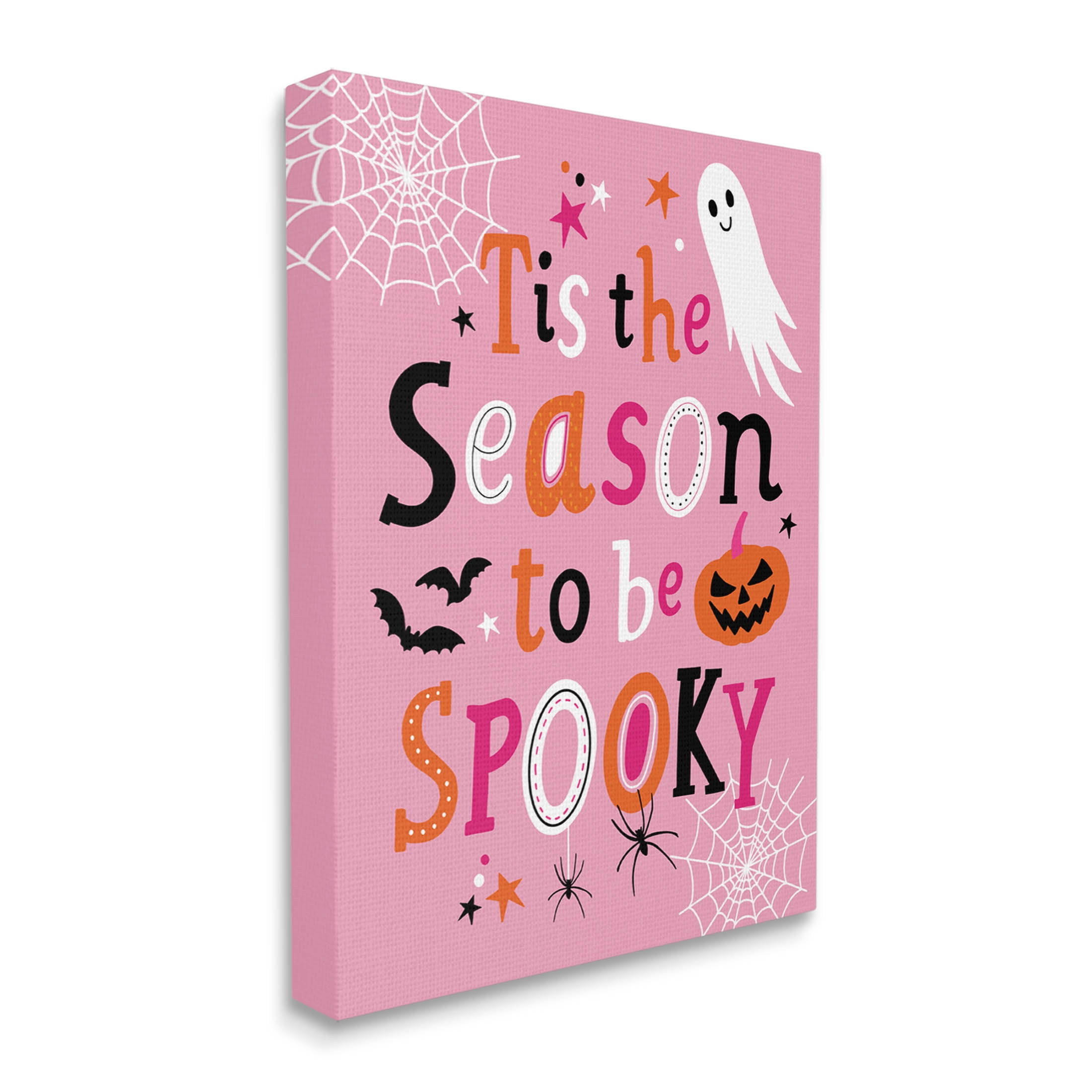 Tis The Season To Be Spooky Ghost Phrase Holiday Graphic Art Gallery Wrapped Canvas Print Wall Art