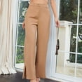 thumbnail image 2 of Women's Split High Waist Elegant Wide Leg Long Office Pants Casual Loose Fit Solid Color Work Trousers for Women, 2 of 7
