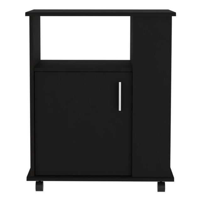 Tuhome Armoire Micro-Ondes Inférieure Moderne en Bois d'Ingénierie Noire avec Trousse