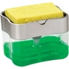 S&T INC. Soap Pump Dispenser and Sponge Holder, 13 Ounces, Silver