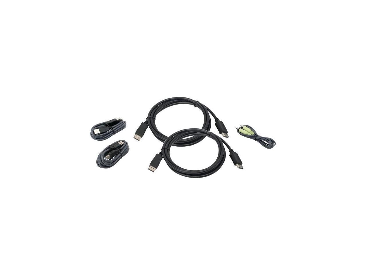 IOGEAR 6 Ft. Dual View DisplayPort, USB KVM Cable Kit with Audio (TAA) - 6 ft DisplayPort/Mini-phone/USB KVM Cable for KVM Switch, Desktop Computer, Notebook, Monitor, Keyboard, Mouse, Speaker - Fi...